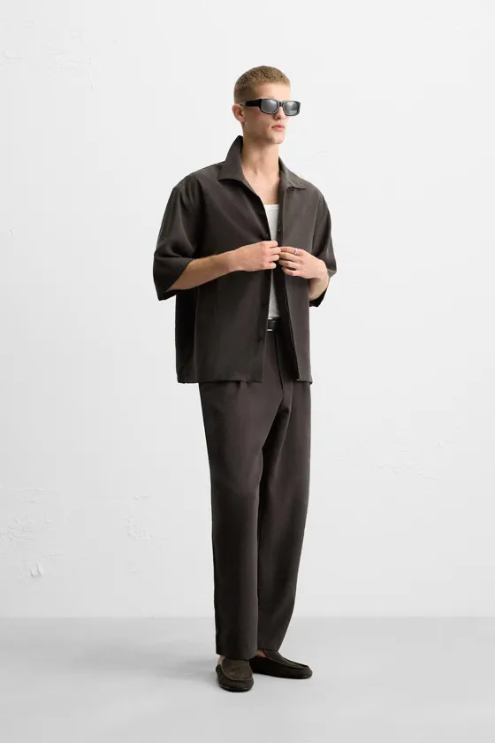 РУБАШКА RELAXED FIT ИЗ СТРУЯЩЕЙСЯ ТКАНИ