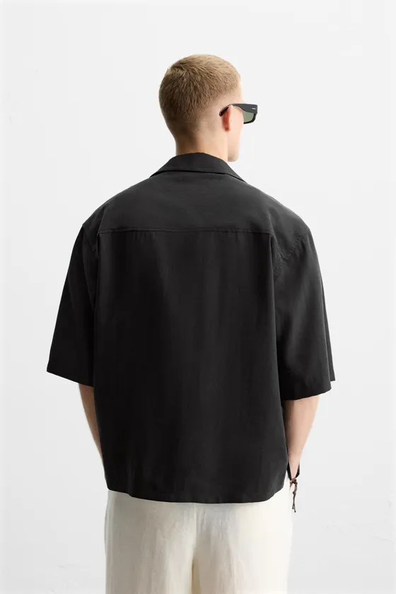 РУБАШКА RELAXED FIT ИЗ СТРУЯЩЕЙСЯ ТКАНИ