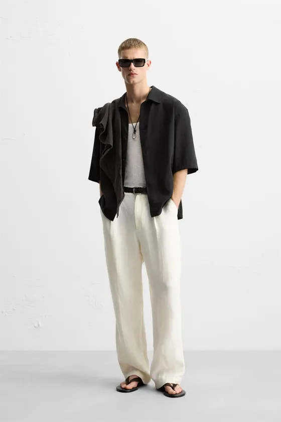 РУБАШКА RELAXED FIT ИЗ СТРУЯЩЕЙСЯ ТКАНИ