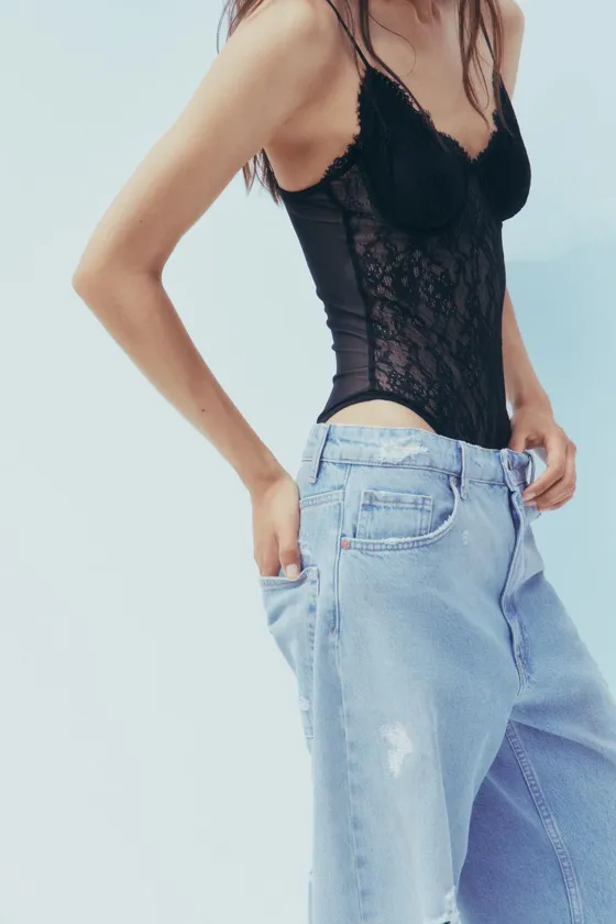 Кружевной боди с топом