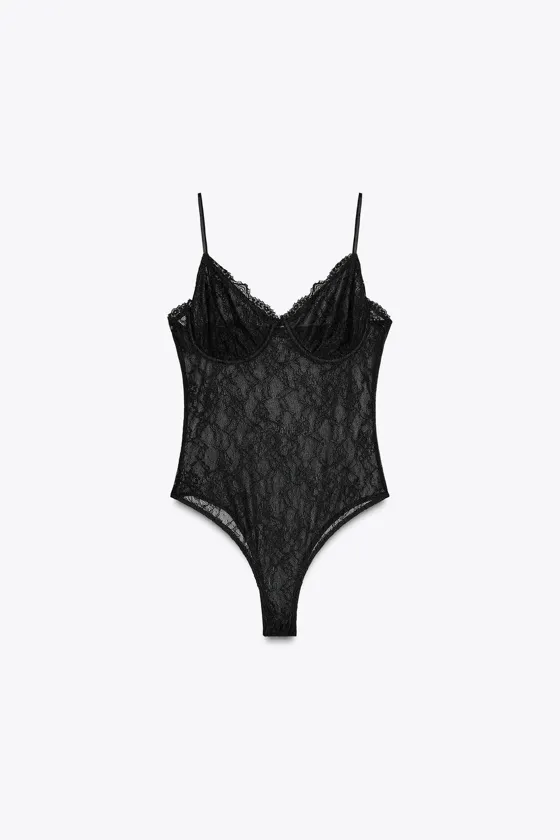 Кружевной боди с топом