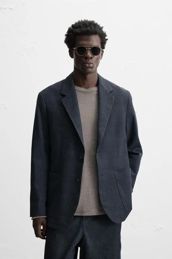БЛЕЙЗЕР REGULAR FIT ИЗ РЕЛЬЕФНОЙ ТКАНИ
