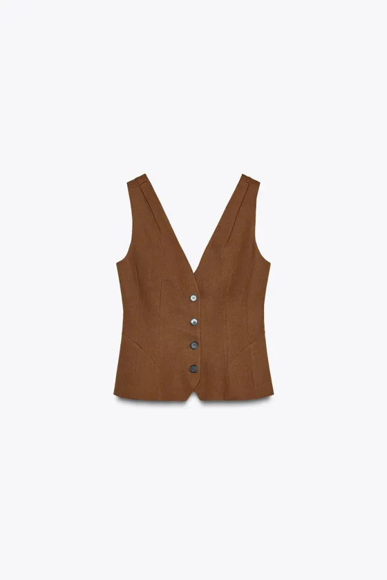 ЖИЛЕТ ОБЪЕМНОГО КРОЯ ИЗ СМЕСОВОГО ЛЬНА — ZW COLLECTION