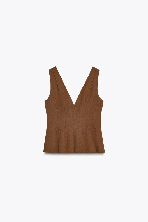 ЖИЛЕТ ОБЪЕМНОГО КРОЯ ИЗ СМЕСОВОГО ЛЬНА — ZW COLLECTION