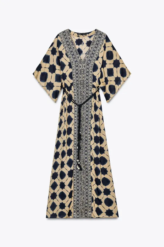 ZARA プリント柄カフタンワンピース 1821/026 プリント柄カフタンワンピース - マルチカラ― | ZARA Japan / 日本