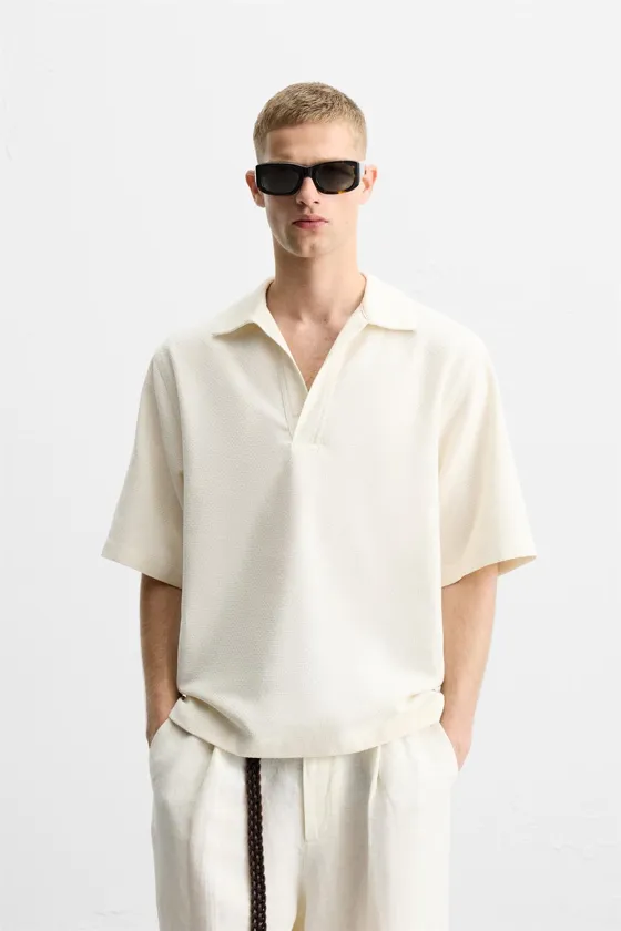 ПОЛО RELAXED FIT ИЗ РЕЛЬЕФНОЙ ТКАНИ