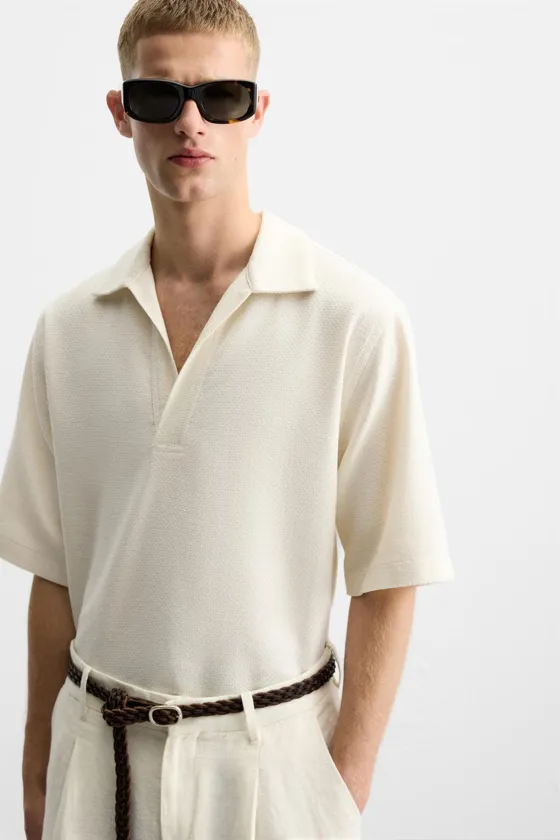 ПОЛО RELAXED FIT ИЗ РЕЛЬЕФНОЙ ТКАНИ