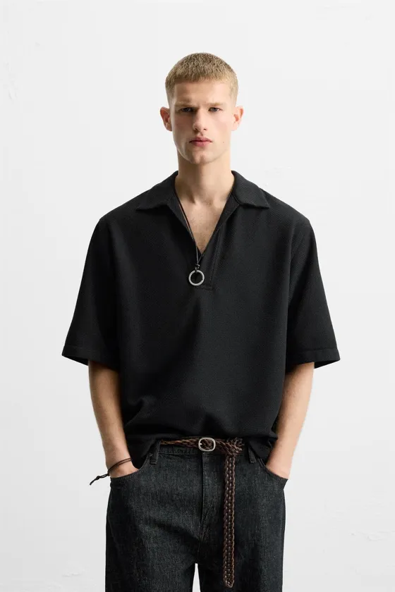 ПОЛО RELAXED FIT ИЗ РЕЛЬЕФНОЙ ТКАНИ
