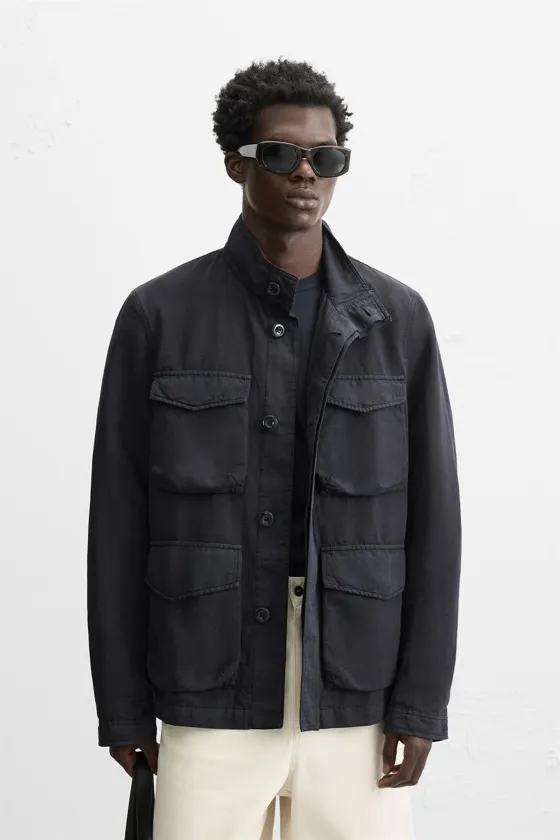 Пиджак из хлопково-леновой смеси с карманами