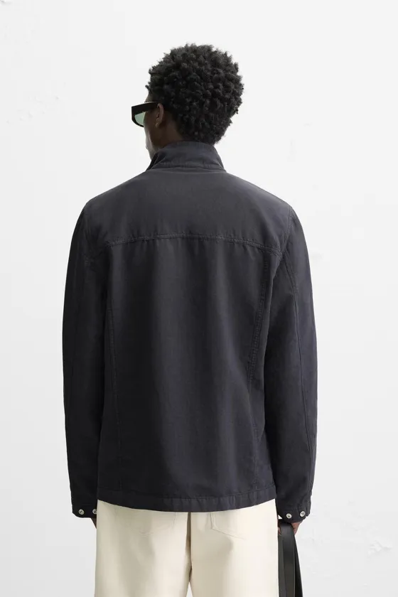 Пиджак из хлопково-леновой смеси с карманами