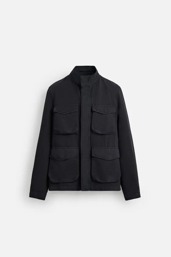 Пиджак из хлопково-леновой смеси с карманами