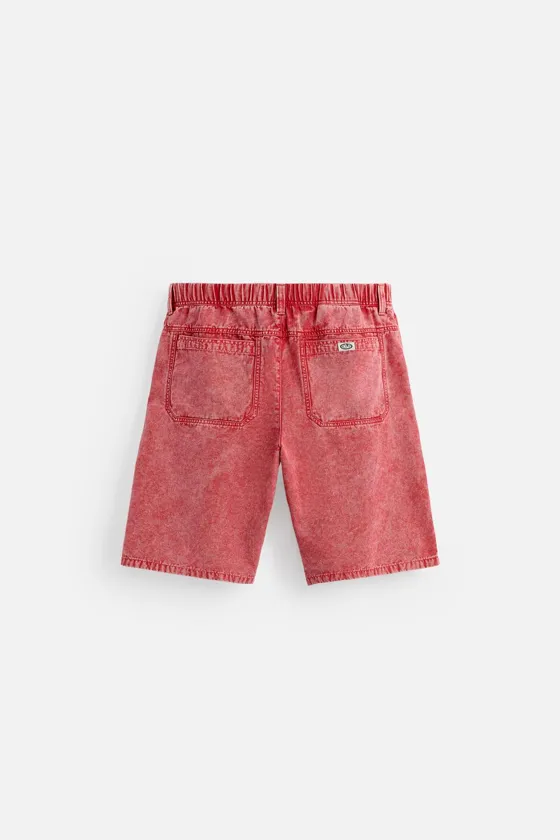 ШОРТЫ RELAXED FIT ИЗ ТКАНИ С ЭФФЕКТОМ ПОТЕРТОСТИ