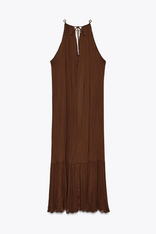 Платье миди с горловиной халтер и кольцами- Заказать в России