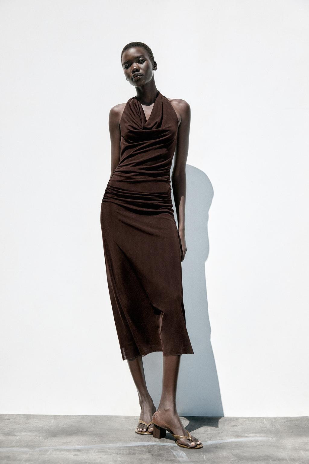 ZARA  大型カゴ(48x48cm) Zara Бомбер из 100% кожи — коллекция zara «zw» - Цвет коричневый