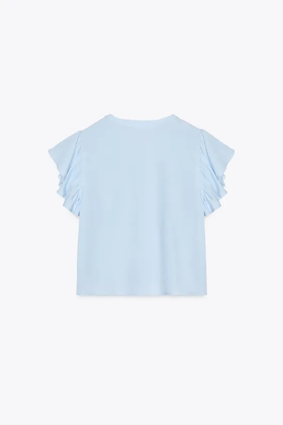 РУБАШКА С КОРОТКИМИ РУКАВАМИ И ВОЛАНАМИ