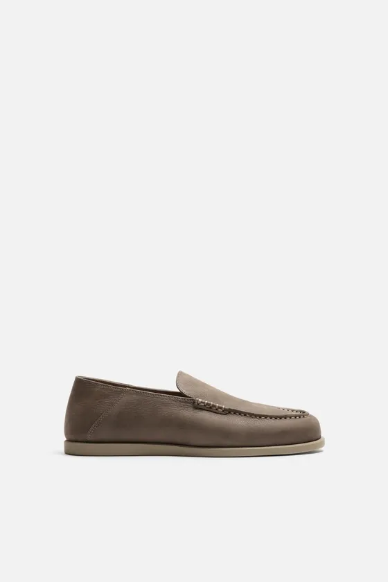 Кежуал мокасины из замши серого цвета zara