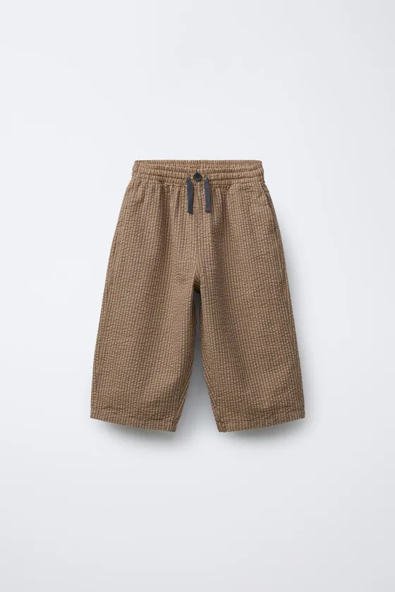 БРЮКИ BAGGY ИЗ РЕЛЬЕФНОЙ ТКАНИ В ПОЛОСКУ