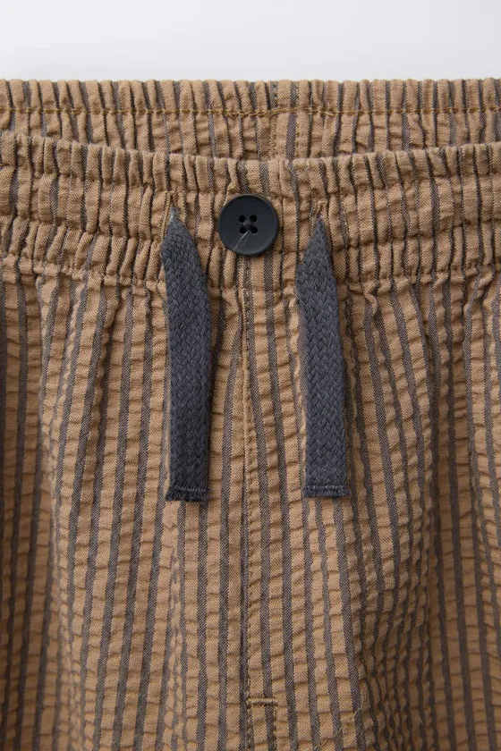 БРЮКИ BAGGY ИЗ РЕЛЬЕФНОЙ ТКАНИ В ПОЛОСКУ