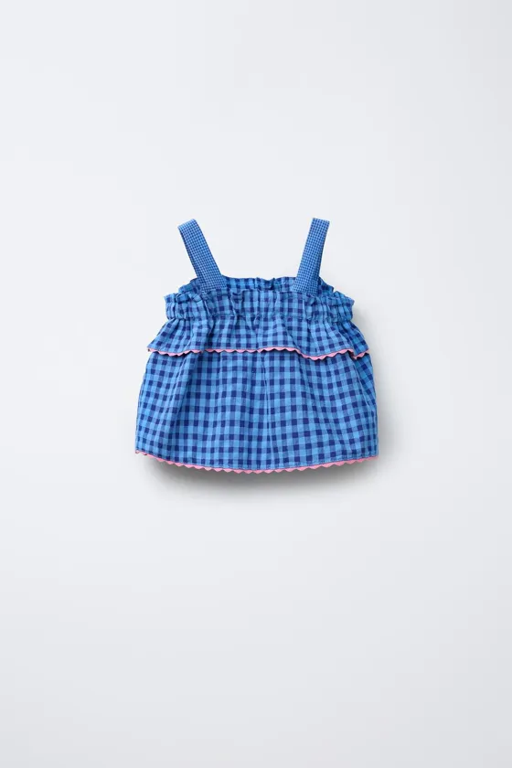 ТОП В КЛЕТКУ С ВОЛНИСТЫМИ ДЕТАЛЯМИ CASA LAWA © X ZARA KIDS
