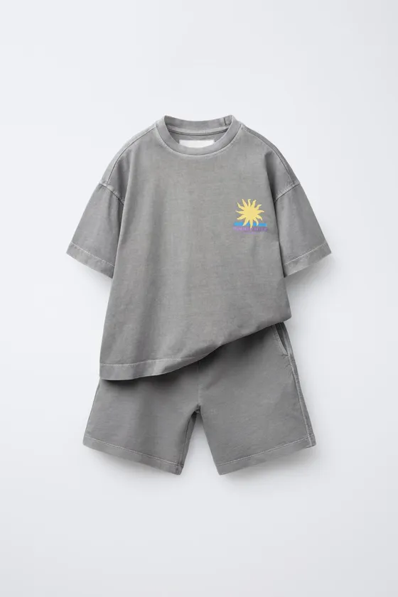 КОМПЛЕКТ ИЗ ФУТБОЛКИ И ШОРТОВ-БЕРМУДОВ GARMENT DYE