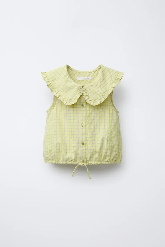 РУБАШКА В КЛЕТКУ С КРУГЛЫМ ВОРОТНИКОМ