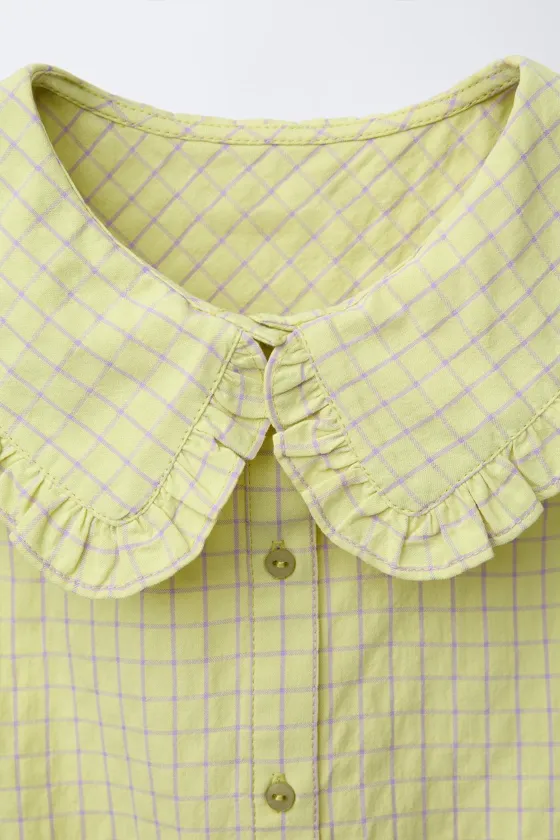 РУБАШКА В КЛЕТКУ С КРУГЛЫМ ВОРОТНИКОМ