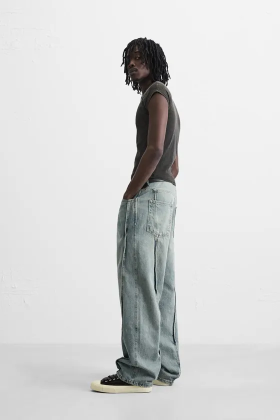 ДЖИНСЫ BAGGY FIT С ДЕКОРАТИВНОЙ СТРОЧКОЙ