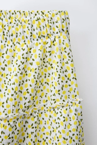 Юбка-шорты из рельефной ткани с принтом