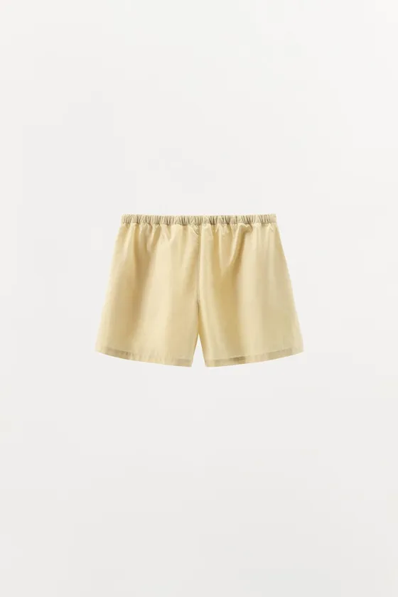 ШОРТЫ ИЗ ПОПЛИНА С ДЕКОРАТИВНОЙ СТРОЧКОЙ