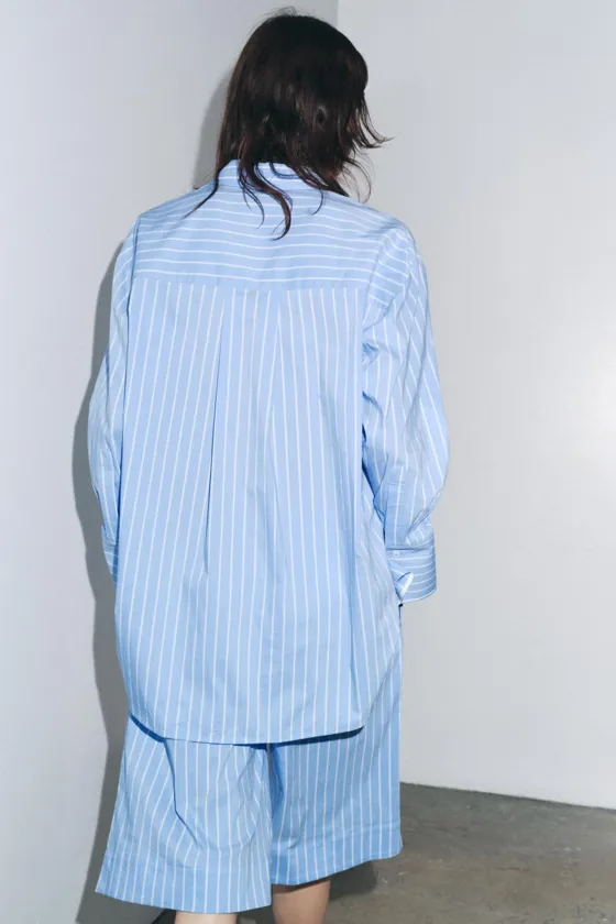 ШОРТЫ В ПОЛОСКУ С ЗАЩИПАМИ — ZW COLLECTION