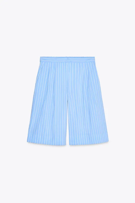 ШОРТЫ В ПОЛОСКУ С ЗАЩИПАМИ — ZW COLLECTION