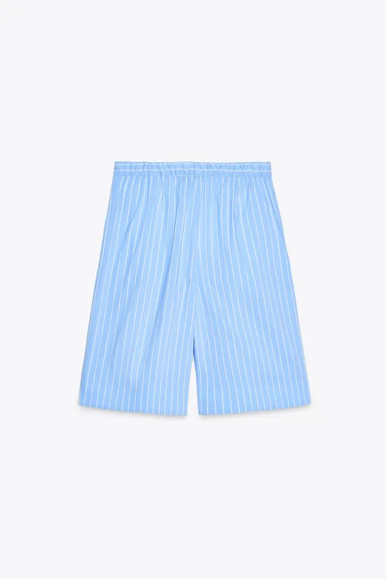 ШОРТЫ В ПОЛОСКУ С ЗАЩИПАМИ — ZW COLLECTION