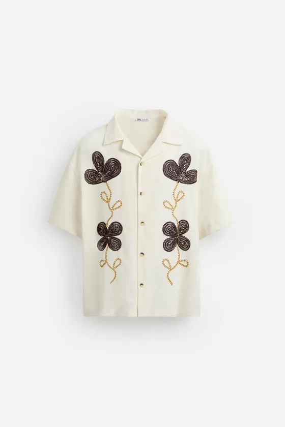 РУБАШКА С ЦВЕТОЧНОЙ ВЫШИВКОЙ