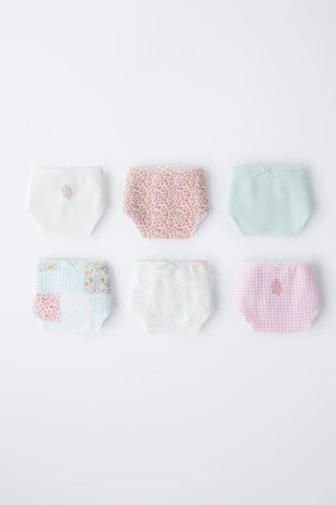 Трусы ZARA с аппликациями и цветочным узором, упаковка из шести штук, для возраста 6-14 лет- Заказать в России