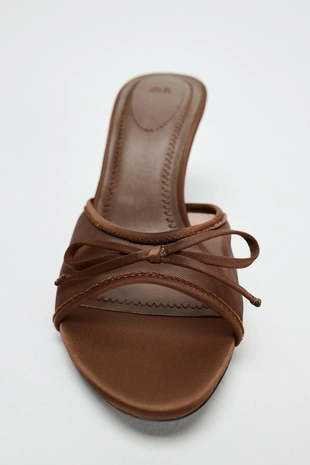 Сетчатые босоножки с бантом- Заказать в России