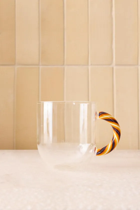 Кружка из боросиликатного стекла с ручкой в виде спирали