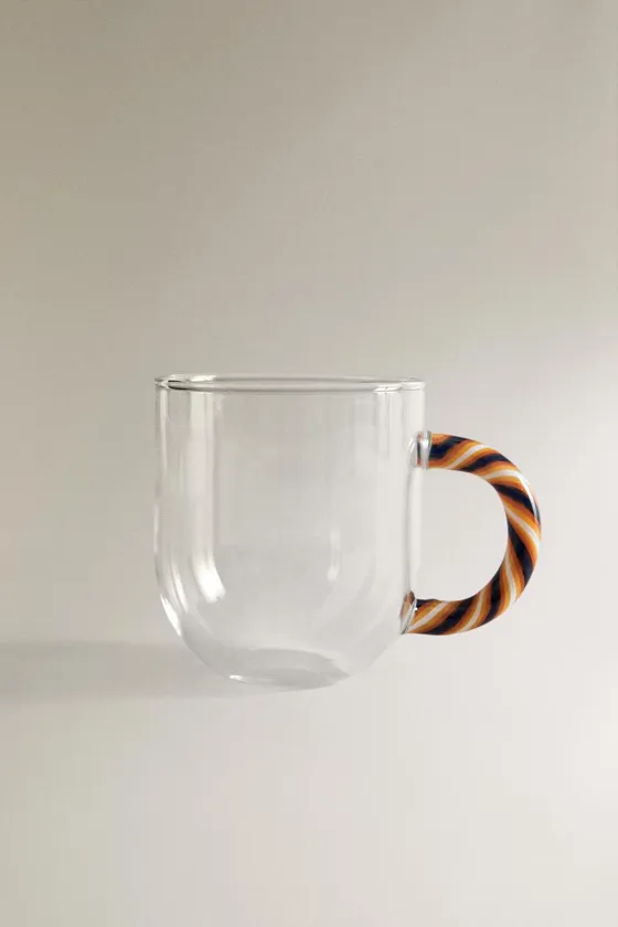 Кружка из боросиликатного стекла с ручкой в виде спирали