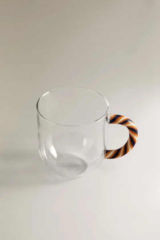 Кружка из боросиликатного стекла с ручкой в виде спирали