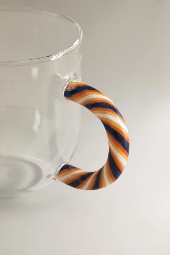 Кружка из боросиликатного стекла с ручкой в виде спирали