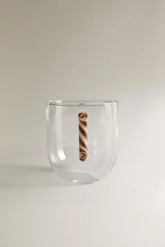 Кружка из боросиликатного стекла с ручкой в виде спирали