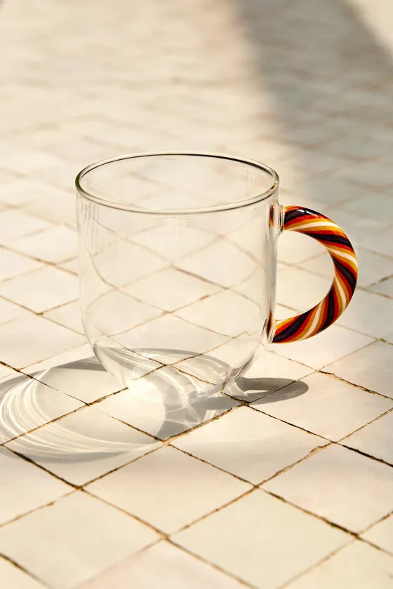 Кружка из боросиликатного стекла с ручкой в виде спирали