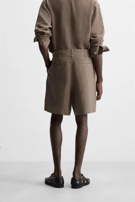 ШОРТЫ ИЗ 100% ЛЬНА С ПОЯСОМ