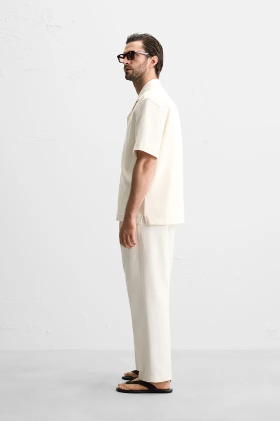 БРЮКИ REGULAR FIT ИЗ РЕЛЬЕФНОЙ ТКАНИ