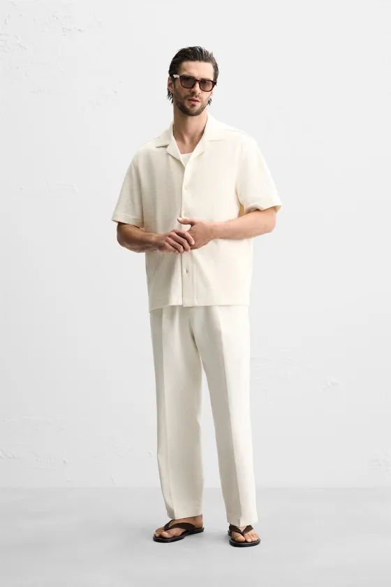 БРЮКИ REGULAR FIT ИЗ РЕЛЬЕФНОЙ ТКАНИ