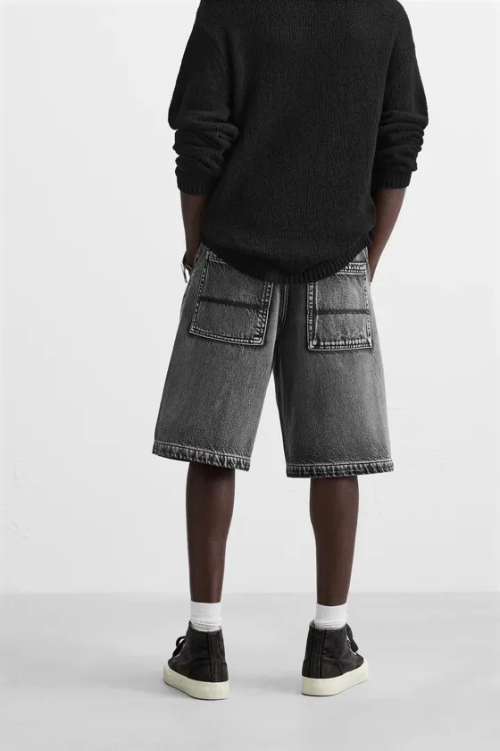 ДЖИНСОВЫЕ ШОРТЫ BAGGY FIT С ЭФФЕКТОМ ПОТЕРТОСТИ