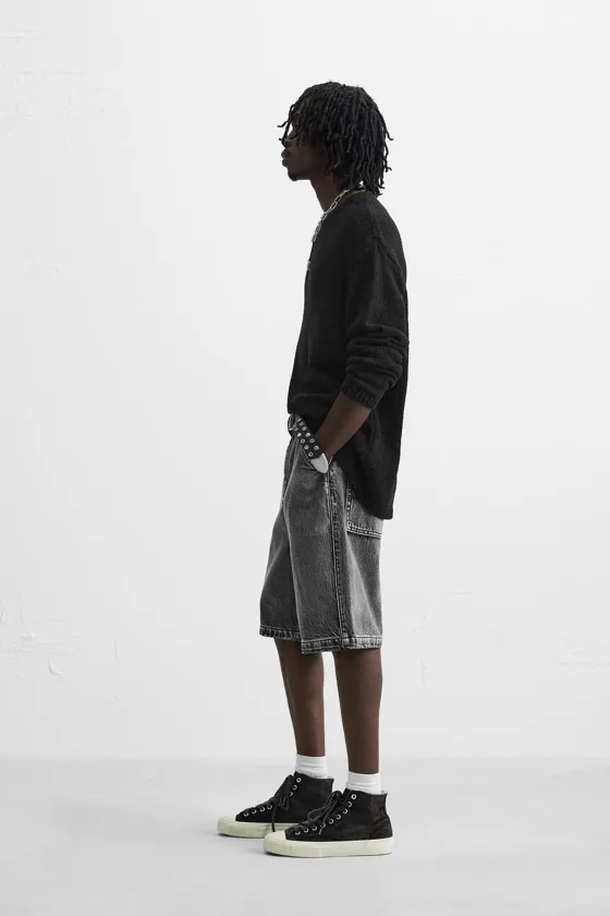 ДЖИНСОВЫЕ ШОРТЫ BAGGY FIT С ЭФФЕКТОМ ПОТЕРТОСТИ