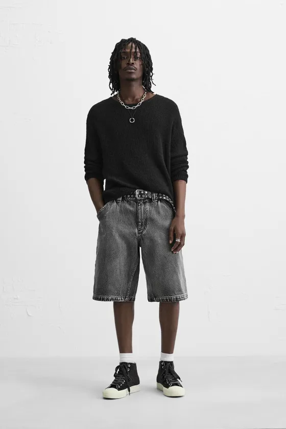 ДЖИНСОВЫЕ ШОРТЫ BAGGY FIT С ЭФФЕКТОМ ПОТЕРТОСТИ