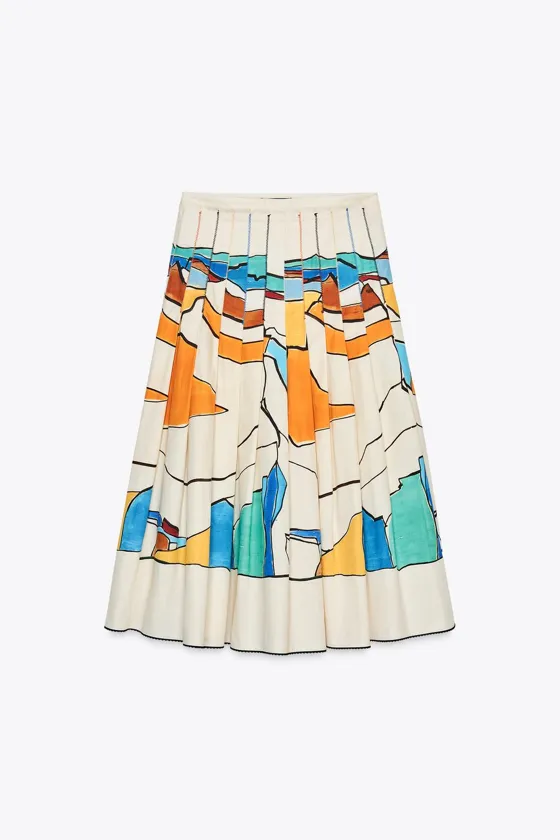 ЮБКА В СКЛАДКУ С ПРИНТОМ — ZW COLLECTION