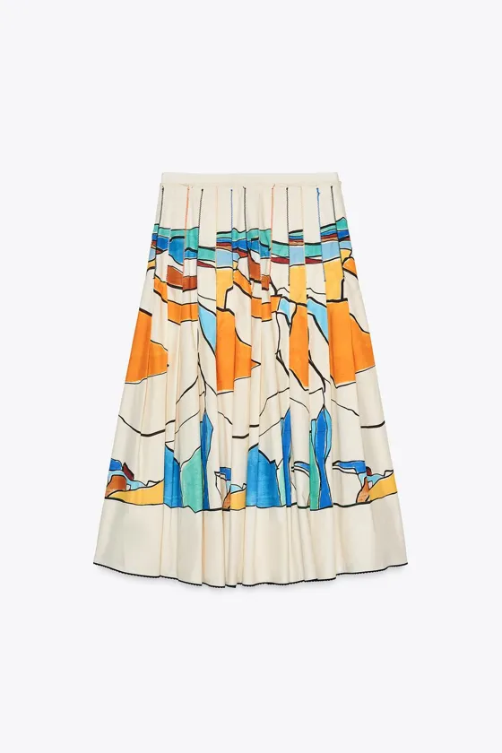 ЮБКА В СКЛАДКУ С ПРИНТОМ — ZW COLLECTION