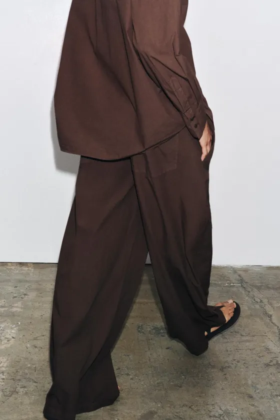 БРЮКИ WIDE-LEG ИЗ ПОПЛИНА — ZW COLLECTION